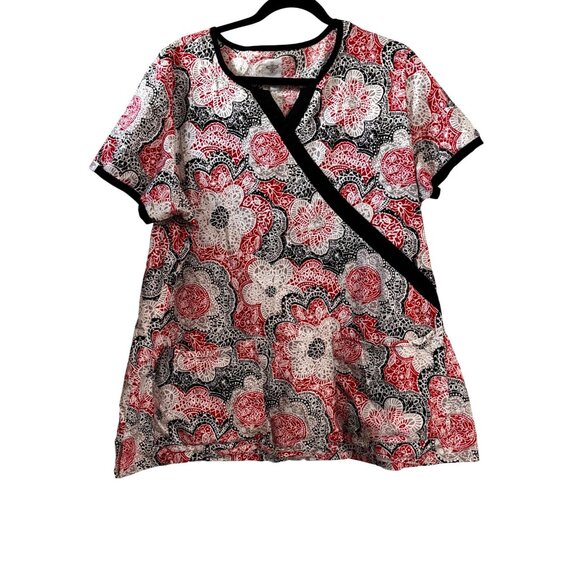 Med Couture Women’s 2XL Printed Floral Scrub Top - Picture 1 of 5